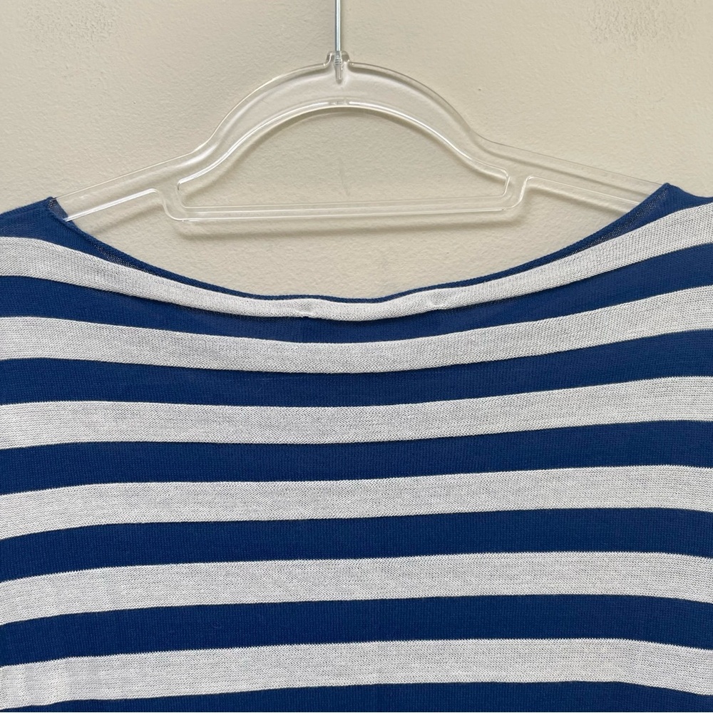 LOFT Blue/White Stripe Light Sweater - Picture 6 of 7